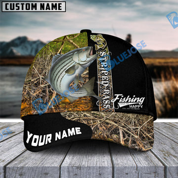 BlueJose Personalized Striped Bass Fishing Jungle Camo Classic Cap