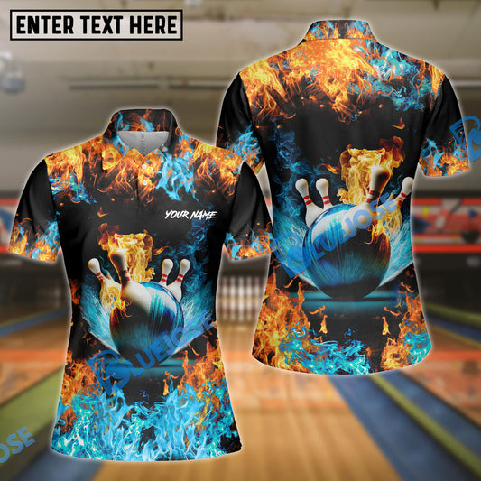 BlueJose Bowling Water Fire Background Personalized All Over Printed Shirt For Women