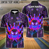 BlueJose Bowling And Pins Cyberpunk Evil Ball Customized Name, Team Name 3D Shirt (4 Colors)