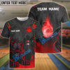 BlueJose Bowling And Pins Black Panther Ball Flame Multicolor Customized Name Shirt (4 Colors)