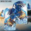Bluejose Redfish Fishing Blue Water Splash Scale Pattern Custom Name & Team Name 3D Shirts