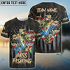 Bluejose Bass Fishing American Flag Camo Cross Gear Custom Name & Team Name 3D Shirts