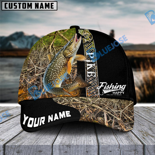 BlueJose Personalized Pike Fishing Jungle Camo Classic Cap