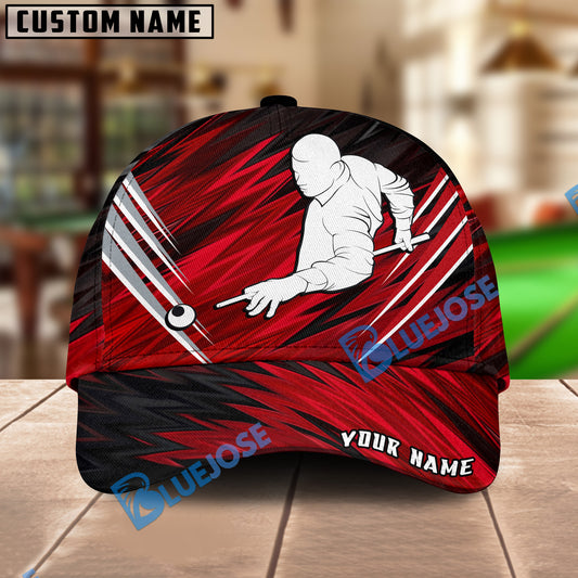 BlueJose Billiards Black And Red Lightning Personalized Name Cap