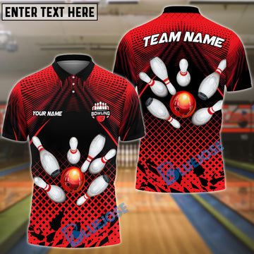 BlueJose Bowling And Pins Net Strike Customized Name, Team Name 3D Shirt (4 Colors)