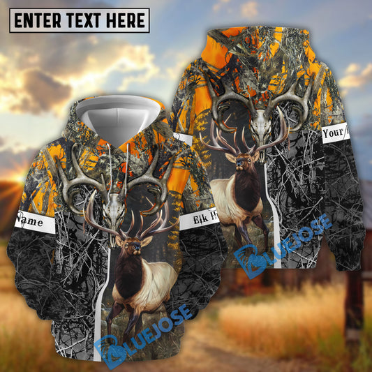 BlueJose Beautiful Elk Hunting Camo Personalized 3D Hoodie For Hunting Lover