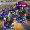 BlueJose Bowling Street Strike Graffiti Skater Style Customized Name, Team Name 3D Shirt (4 Colors)