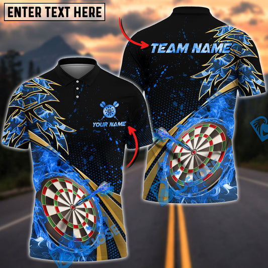 BlueJose Darts Flame Premium Golden Line Personalized Name, Team Name Shirt (4 Colors)