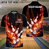 BlueJose Bowling And Pins Flame Customized Name 3D Shirt ( 6 Colors)