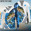 Bluejose Bass Fishing White Blue Lava Sport Custom Name & Team Name 3D Shirts