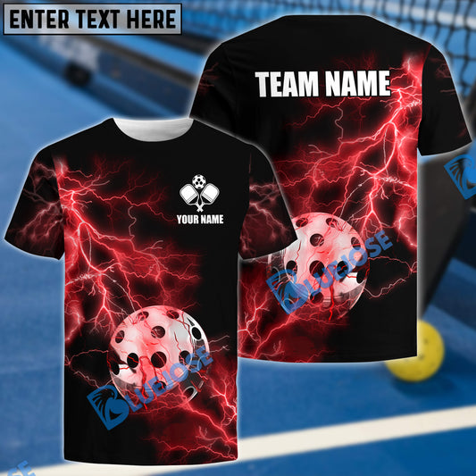 BlueJose Pickleball Red Thunder Personalized Name, Team Name Unisex Shirt