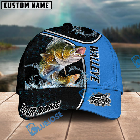 BlueJose Blue Hexagon Sport Style Water Splash Personalized Cap (13 Breeds)