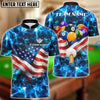 BlueJose Billiards American Flag Pool  Personalized Name, Team Name 3D Shirt