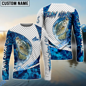 Bluejose Crappie Fishing Blue Wave Dynamic Sport Design Custom Name & Team Name 3D Shirts