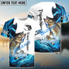 BlueJose Customize Name Walleye Fishing Water & White 3D Shirts