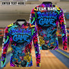 BlueJose Bowling And Pins Graffiti Colorful Bunny Customized Name, Team Name Shirt (4 Colors)