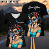 BlueJose Darts Pinup Girl Retro Style Multicolor Options Personalized Name Shirt (4 Colors)