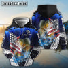 Bluejose Walleye Fishing Dark Blue Scratch American Flag scratch Sport Custom Name & Team Name 3D Shirts