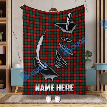 BlueJose Red Plaid Fishing Hook Personalize Fishing Blanket