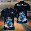 BlueJose Bowling & Pins Cool Frog Smoking Style Customized Name, Team Name 3D Shirt (4 Colors)