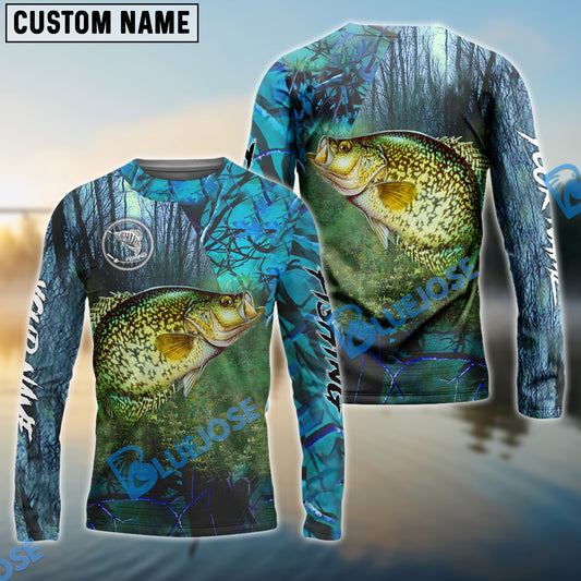 BlueJose Crappie Fishing Blue Camo Custom Name Shirt