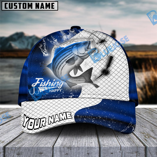 BlueJose Personalized Striped Bass Fishing Dark Blue Skin Sport Classic Cap