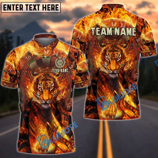 BlueJose Darts Tiger Flame Personalized Name, Team Name 3D Shirt (4 Colors)