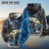 Bluejose Tuna Fishing Sparkling Water Smoke Pattern Design Custom Name & Team Name 3D Shirts