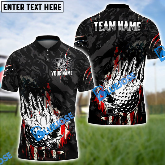 BlueJose Golf Claws Tearing US Flag Customized Name, Team Name 3D Shirts