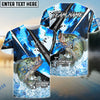 Bluejose Crappie Fishing Blue Scale Splash Custom Name & Team Name 3D Shirts