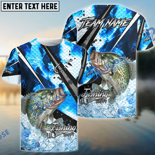 Bluejose Crappie Fishing Blue Scale Splash Custom Name & Team Name 3D Shirts