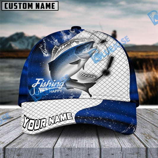 BlueJose Personalized Salmon Fishing Dark Blue Skin Sport Classic Cap