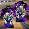 BlueJose Bowling & Pins Beer Party Funny Cartoon Customized Name, Team Name 3D Shirt (6 Colors)
