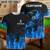BlueJose Billiards 8-Ball Snake Fire Personalized Name Shirt (4 Colors)