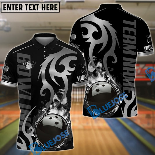 BlueJose Bowling And Pins Flame Premium Pattern Customized Name 3D Shirt (4 Colors)