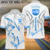 BlueJose Bowling And Pins White Royal Crown Design Customized Name, Team Name 3D Shirt (4 Colors)