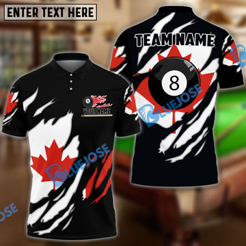 BlueJose Billiards Ball 8 Sport Canada Maple Leaf Scratch Design Customized Name, Team Name 3D Shirt