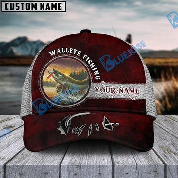 BlueJose Happy Fishing Walleye Fish Personalized Cap