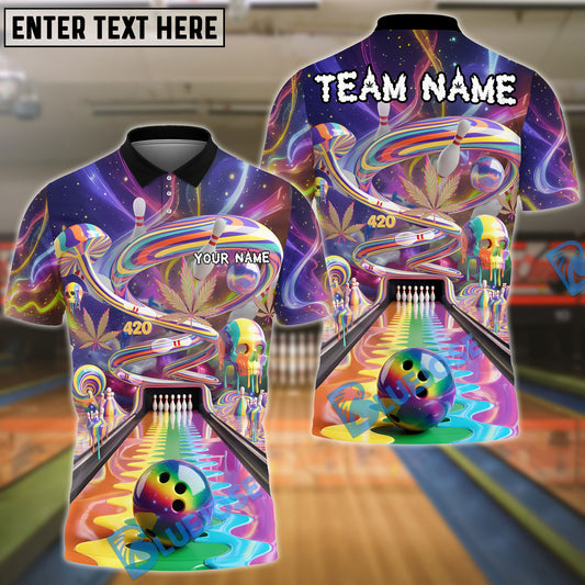 BlueJose Bowling And Pins Trippy Universe 420 Personalized Shirt