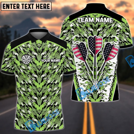 BlueJose Darts American Arrow Camo Pattern Multicolor Options Personalized Name Shirt (4 Colors)