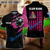 BlueJose Billiards Breast Cancer Awareness Black American Flag Customized Name 3D Shirts