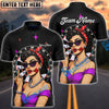 BlueJose Darts Pinup Girl Retro Style Multicolor Options Personalized Name Shirt (4 Colors)