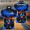 BlueJose Bowling Crown Bowling Ball Character Lightning Design Customized Name, Team Name 3D Shirt (4 Colors)