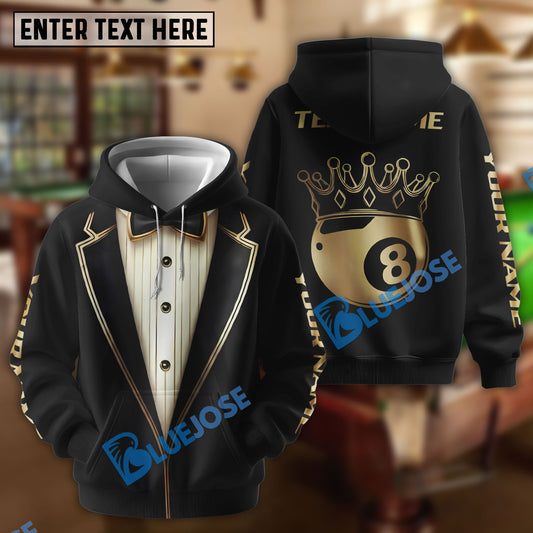 BlueJoses Billiards Luxury Tuxedo 8 Ball Crown Customized Name, Team Name 3D Shirt