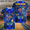 BlueJose Bowling & Pins Neon Cowboy Party Customized Name, Team Name 3D Shirt (4 Colors)