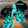 BlueJose Bowling Ball & Pins Royal Gold Strike Customized Name, Team Name 3D Shirt (4 Colors)