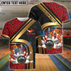 BlueJose Bowling & Pins Gold Diagonal Stripe Leopard Pattern Customized Name, Team Name 3D Shirt (4 Colors)