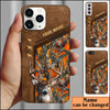 BlueJose Deer Hunting Premium Brown Pattern Personalized Name Phone Case (4 colors)