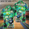 BlueJose Bowling And Pins Funny Never Give Up Graffiti Pattern Customized Name, Team Name 3D Shirt (4 Colors)