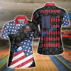 BlueJoses Bowling And Pins US Flag Bowling Pattern Customized Name, Team Name 3D Shirt (Black & White)